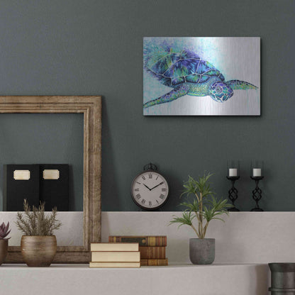 Luxe Metal Art 'Sea Turtle' by Michelle Faber, Metal Wall Art,16x12