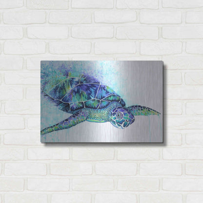 Luxe Metal Art 'Sea Turtle' by Michelle Faber, Metal Wall Art,24x16
