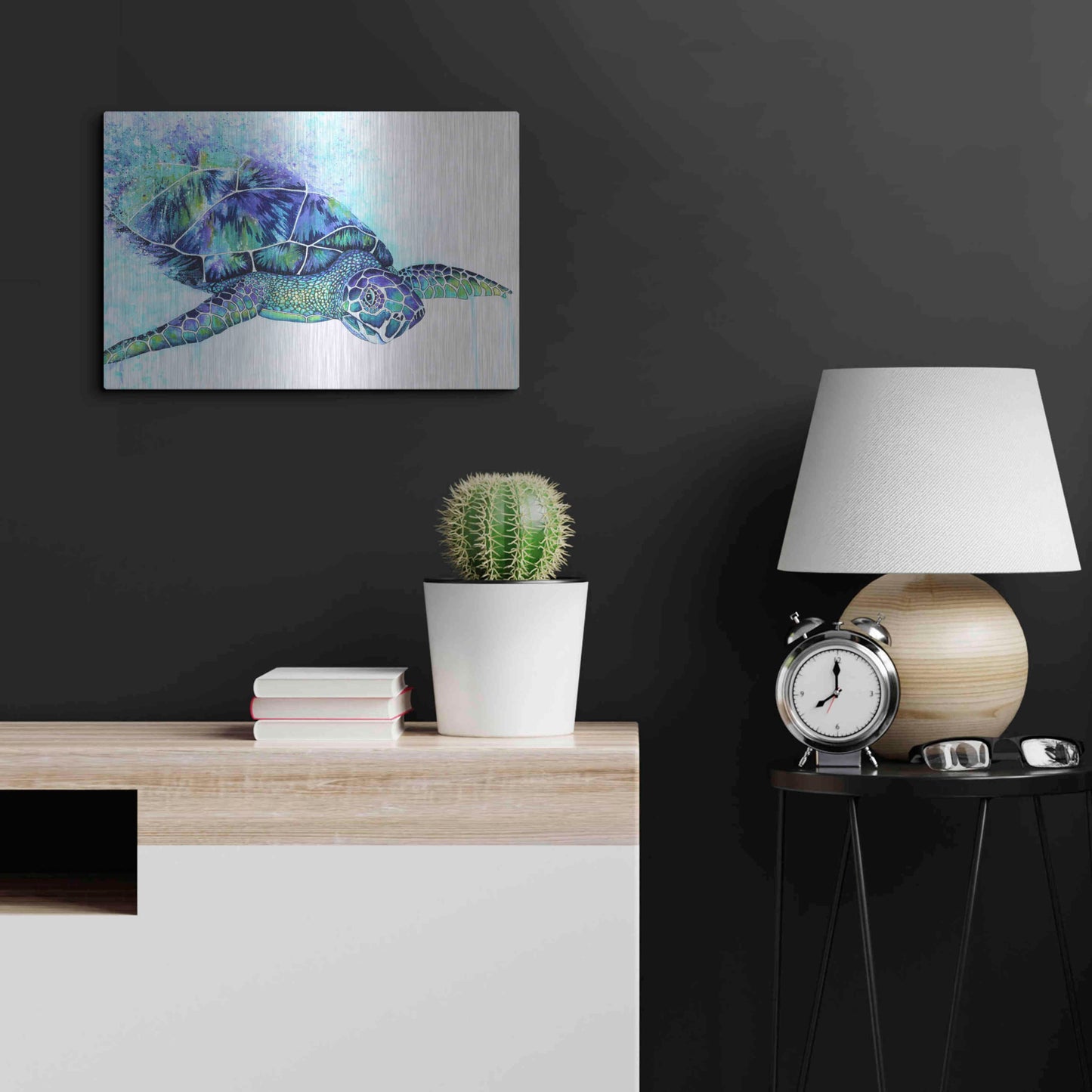 Luxe Metal Art 'Sea Turtle' by Michelle Faber, Metal Wall Art,24x16