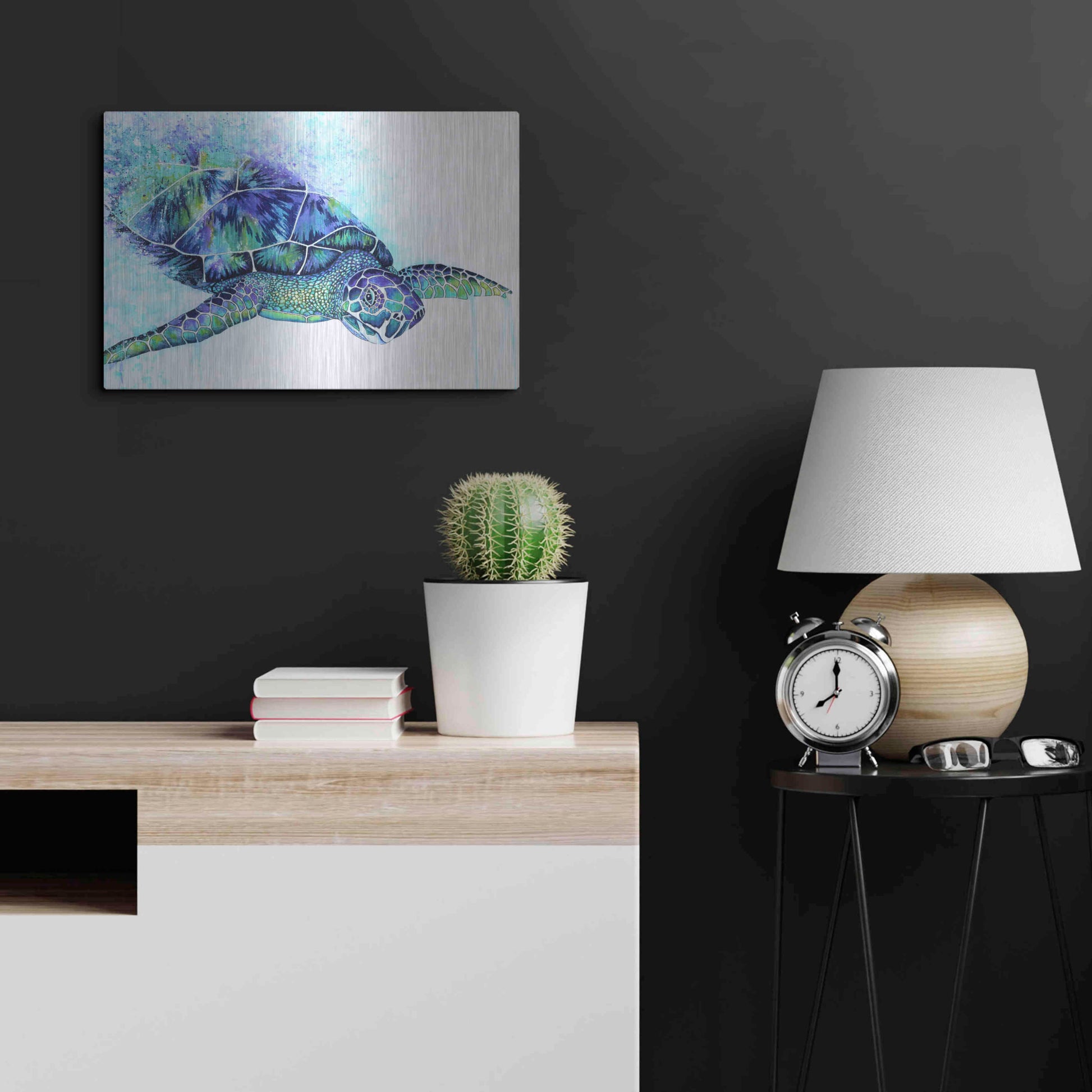 Luxe Metal Art 'Sea Turtle' by Michelle Faber, Metal Wall Art,24x16