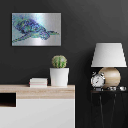 Luxe Metal Art 'Sea Turtle' by Michelle Faber, Metal Wall Art,24x16