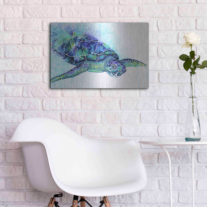 Luxe Metal Art 'Sea Turtle' by Michelle Faber, Metal Wall Art,24x16