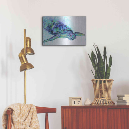 Luxe Metal Art 'Sea Turtle' by Michelle Faber, Metal Wall Art,24x16