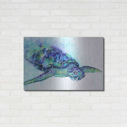 Luxe Metal Art 'Sea Turtle' by Michelle Faber, Metal Wall Art,36x24