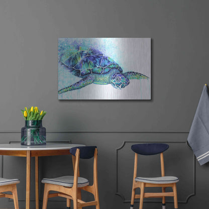 Luxe Metal Art 'Sea Turtle' by Michelle Faber, Metal Wall Art,36x24