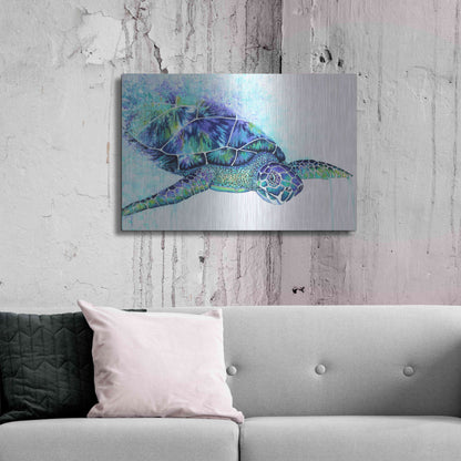 Luxe Metal Art 'Sea Turtle' by Michelle Faber, Metal Wall Art,36x24