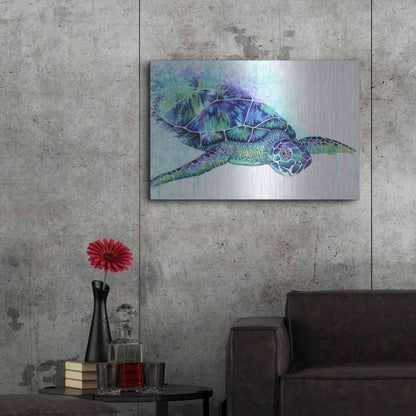 Luxe Metal Art 'Sea Turtle' by Michelle Faber, Metal Wall Art,36x24