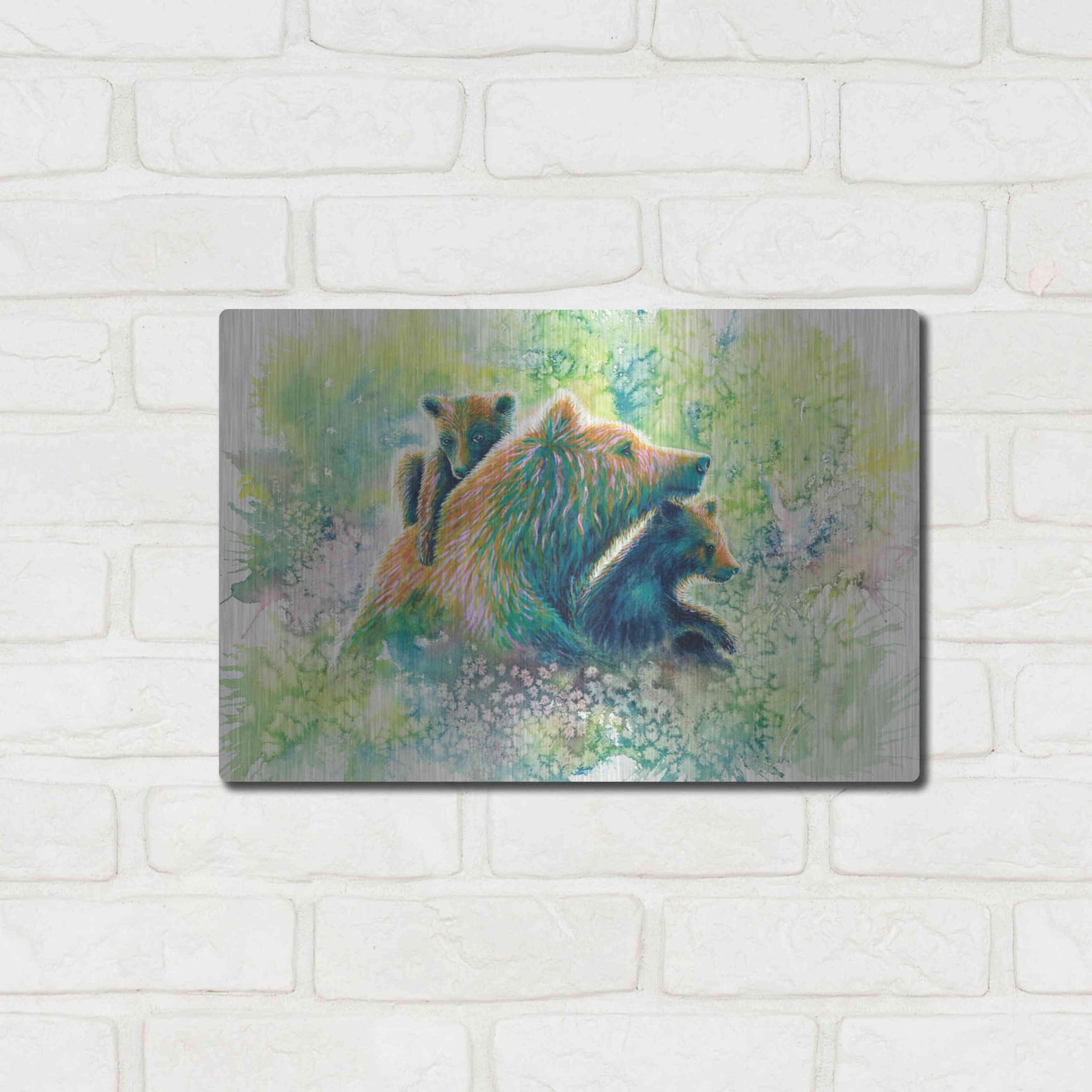 Luxe Metal Art 'Mother Grizzly Bear' by Michelle Faber, Metal Wall Art,16x12