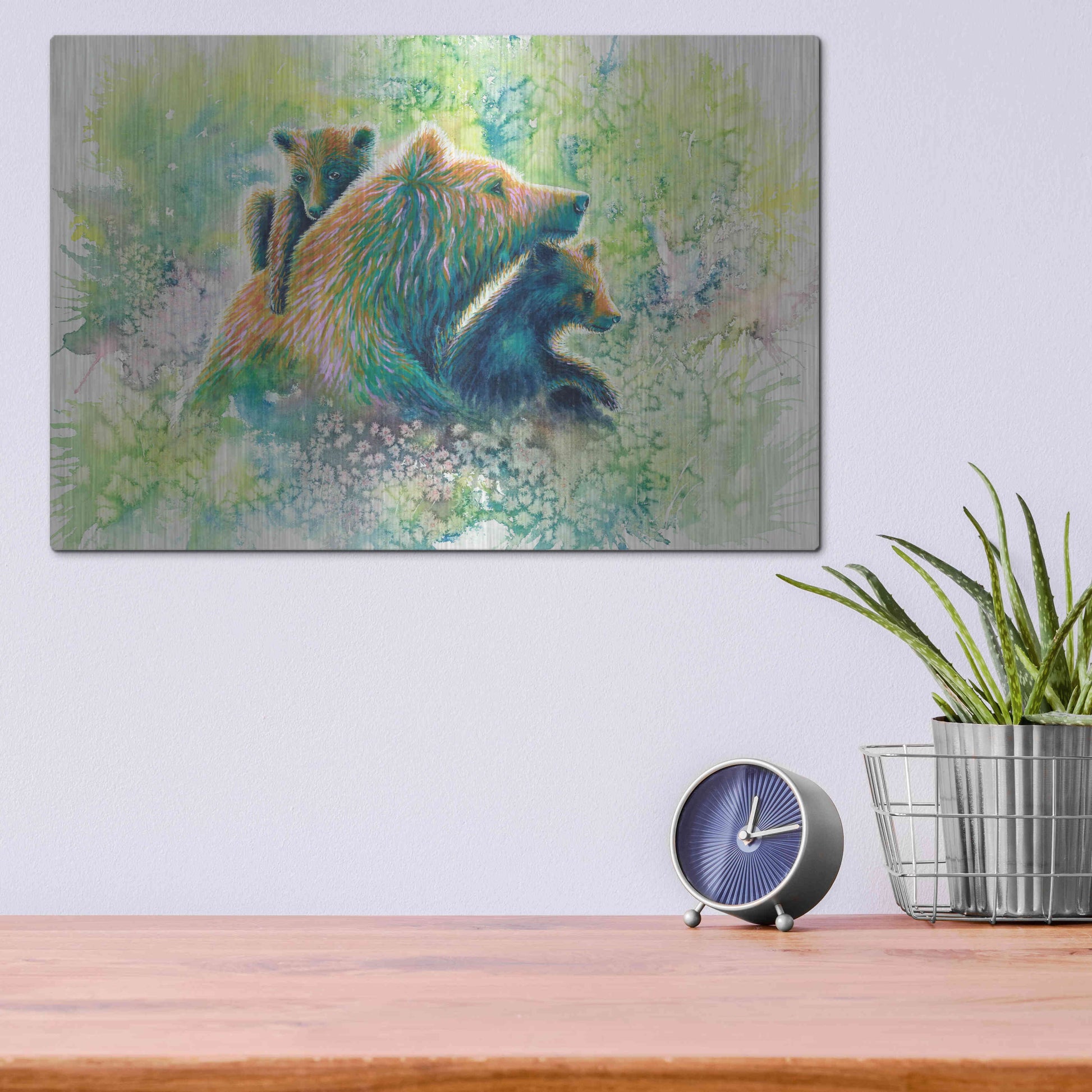 Luxe Metal Art 'Mother Grizzly Bear' by Michelle Faber, Metal Wall Art,16x12