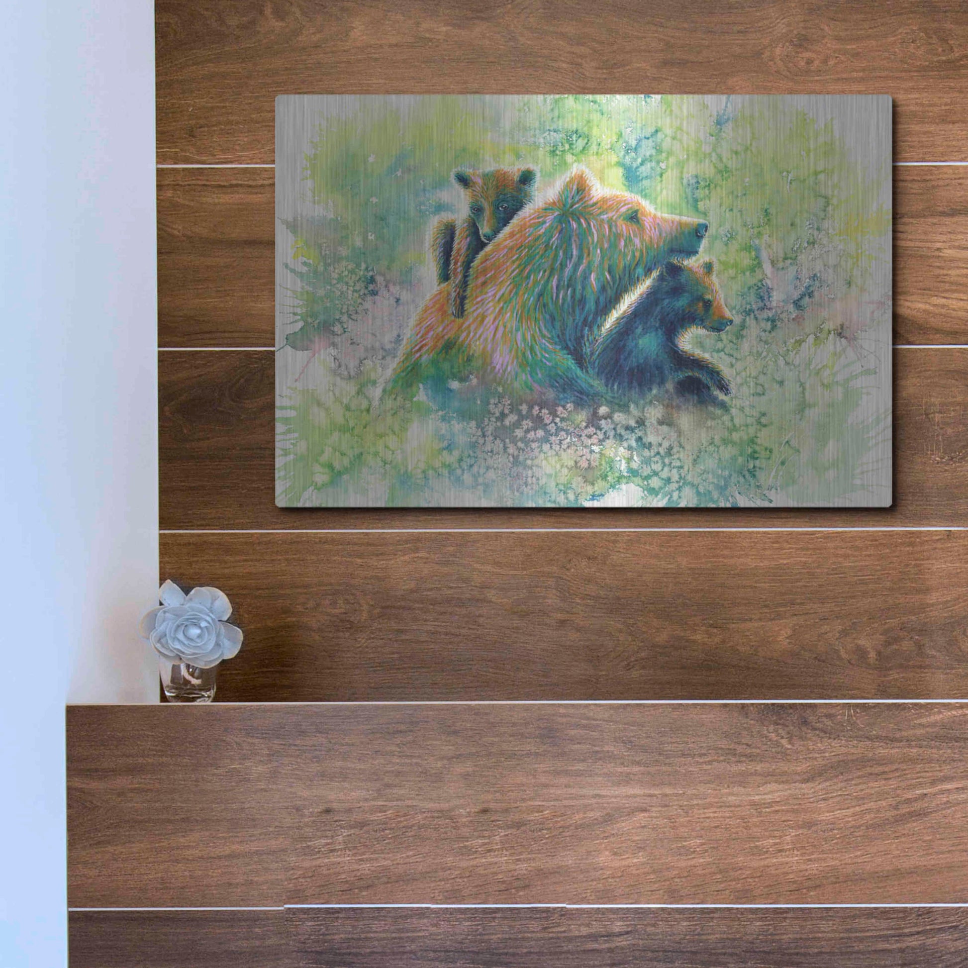 Luxe Metal Art 'Mother Grizzly Bear' by Michelle Faber, Metal Wall Art,16x12