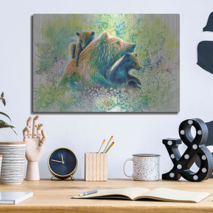 Luxe Metal Art 'Mother Grizzly Bear' by Michelle Faber, Metal Wall Art,16x12