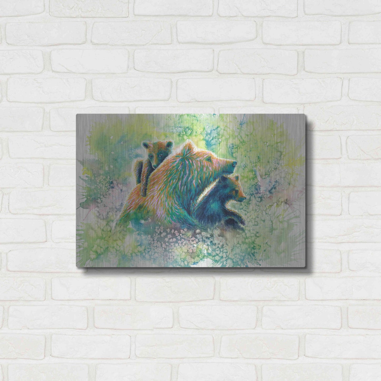 Luxe Metal Art 'Mother Grizzly Bear' by Michelle Faber, Metal Wall Art,24x16