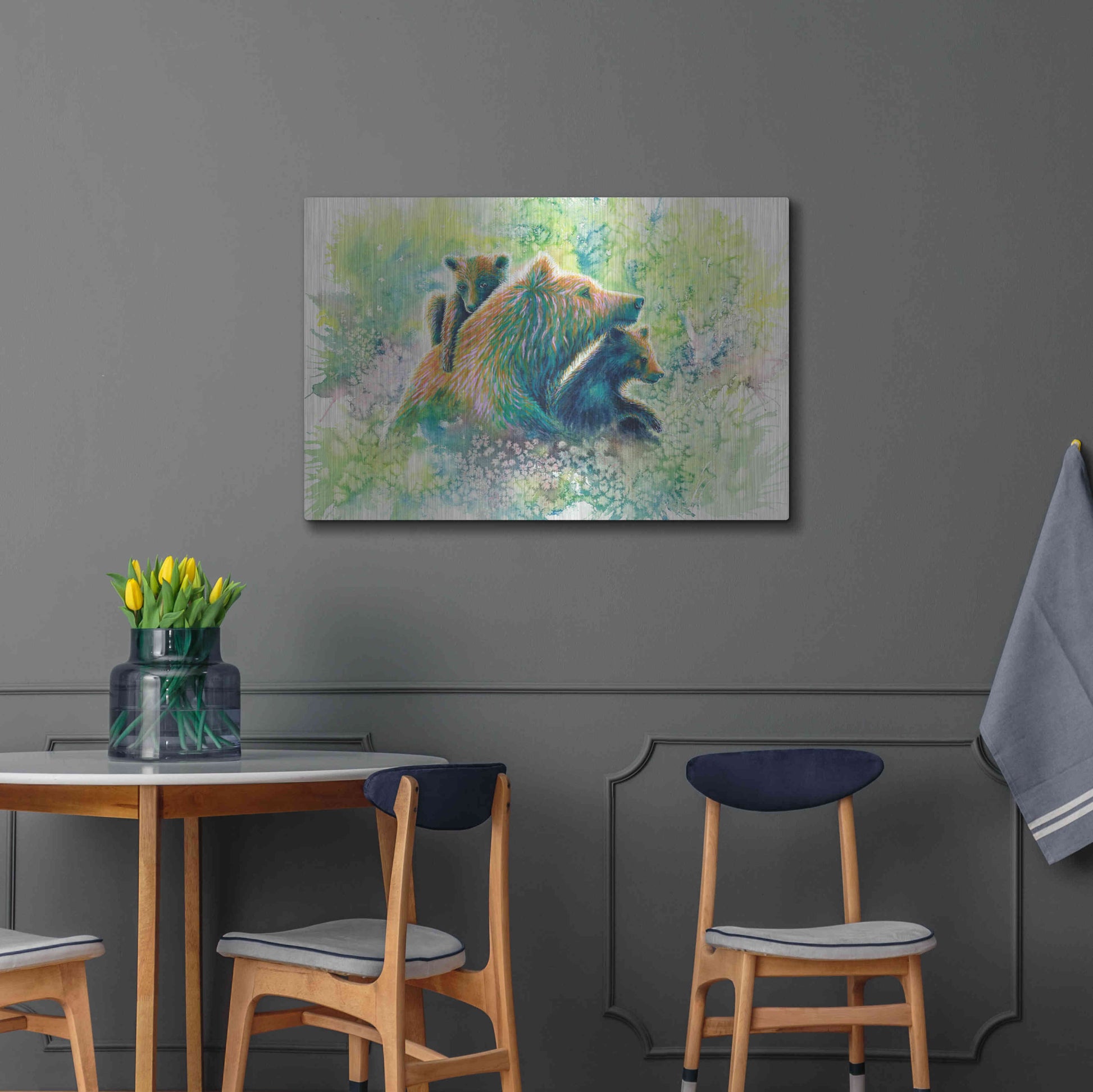 Luxe Metal Art 'Mother Grizzly Bear' by Michelle Faber, Metal Wall Art,36x24