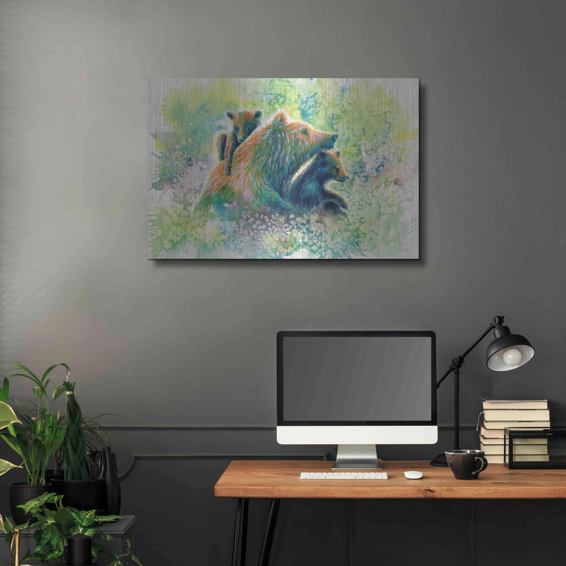 Luxe Metal Art 'Mother Grizzly Bear' by Michelle Faber, Metal Wall Art,36x24