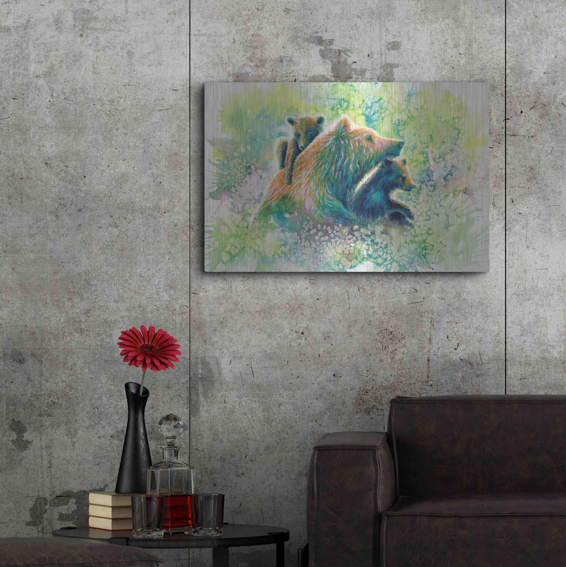 Luxe Metal Art 'Mother Grizzly Bear' by Michelle Faber, Metal Wall Art,36x24