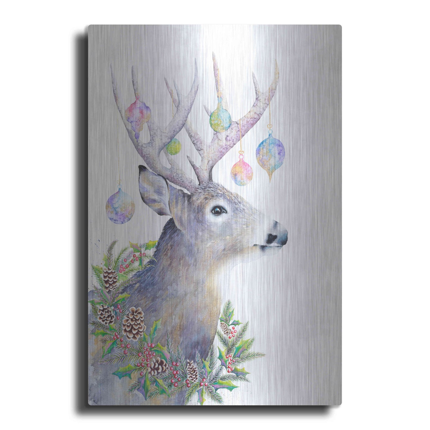 Luxe Metal Art 'Holiday Deer' by Michelle Faber, Metal Wall Art