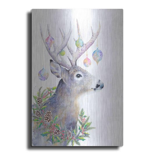 Luxe Metal Art 'Holiday Deer' by Michelle Faber, Metal Wall Art