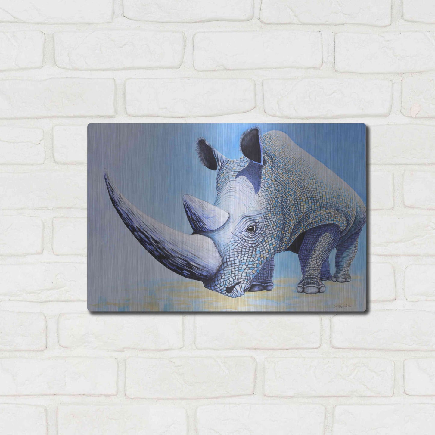 Luxe Metal Art 'Rhino' by Michelle Faber, Metal Wall Art,16x12