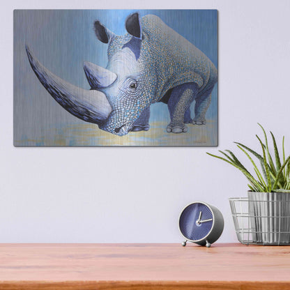 Luxe Metal Art 'Rhino' by Michelle Faber, Metal Wall Art,16x12