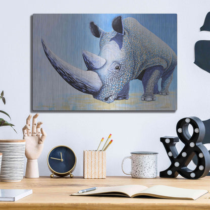 Luxe Metal Art 'Rhino' by Michelle Faber, Metal Wall Art,16x12