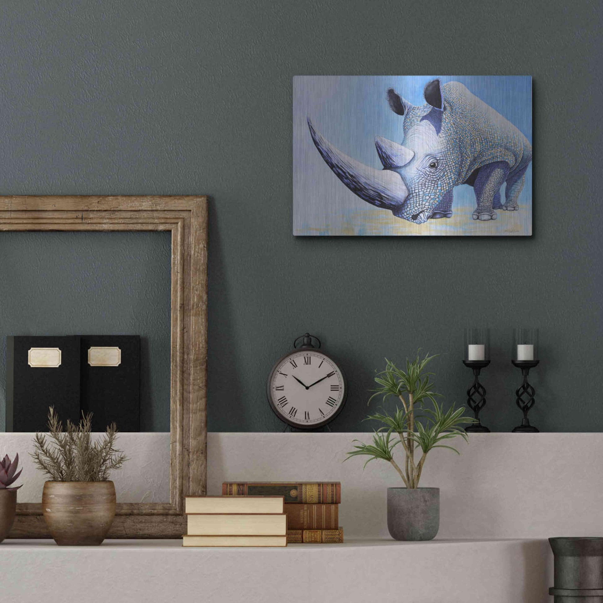 Luxe Metal Art 'Rhino' by Michelle Faber, Metal Wall Art,16x12