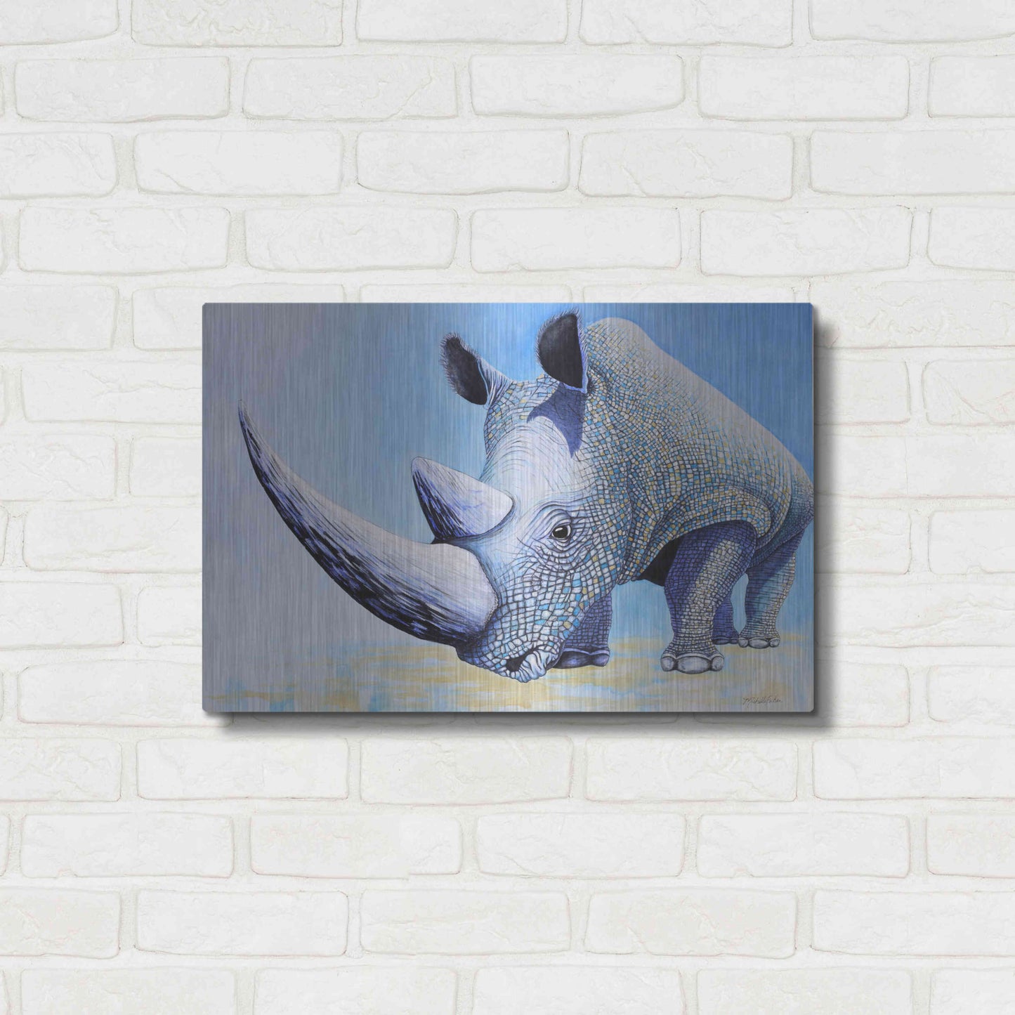 Luxe Metal Art 'Rhino' by Michelle Faber, Metal Wall Art,24x16