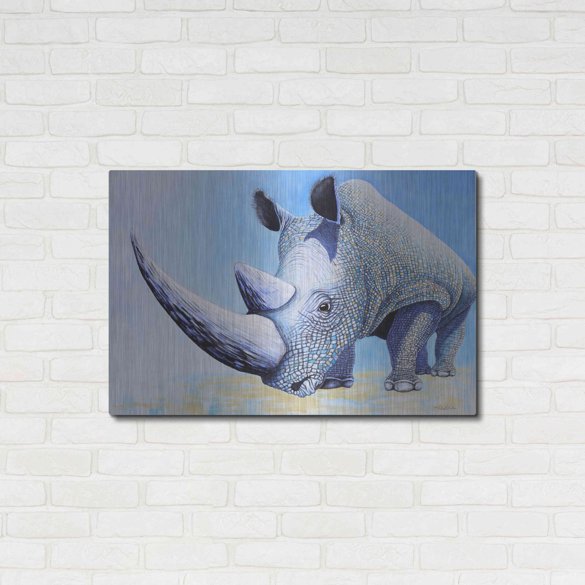 Luxe Metal Art 'Rhino' by Michelle Faber, Metal Wall Art,36x24
