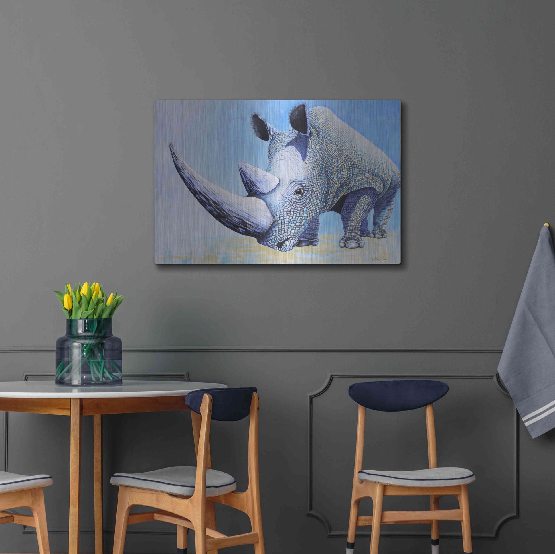 Luxe Metal Art 'Rhino' by Michelle Faber, Metal Wall Art,36x24
