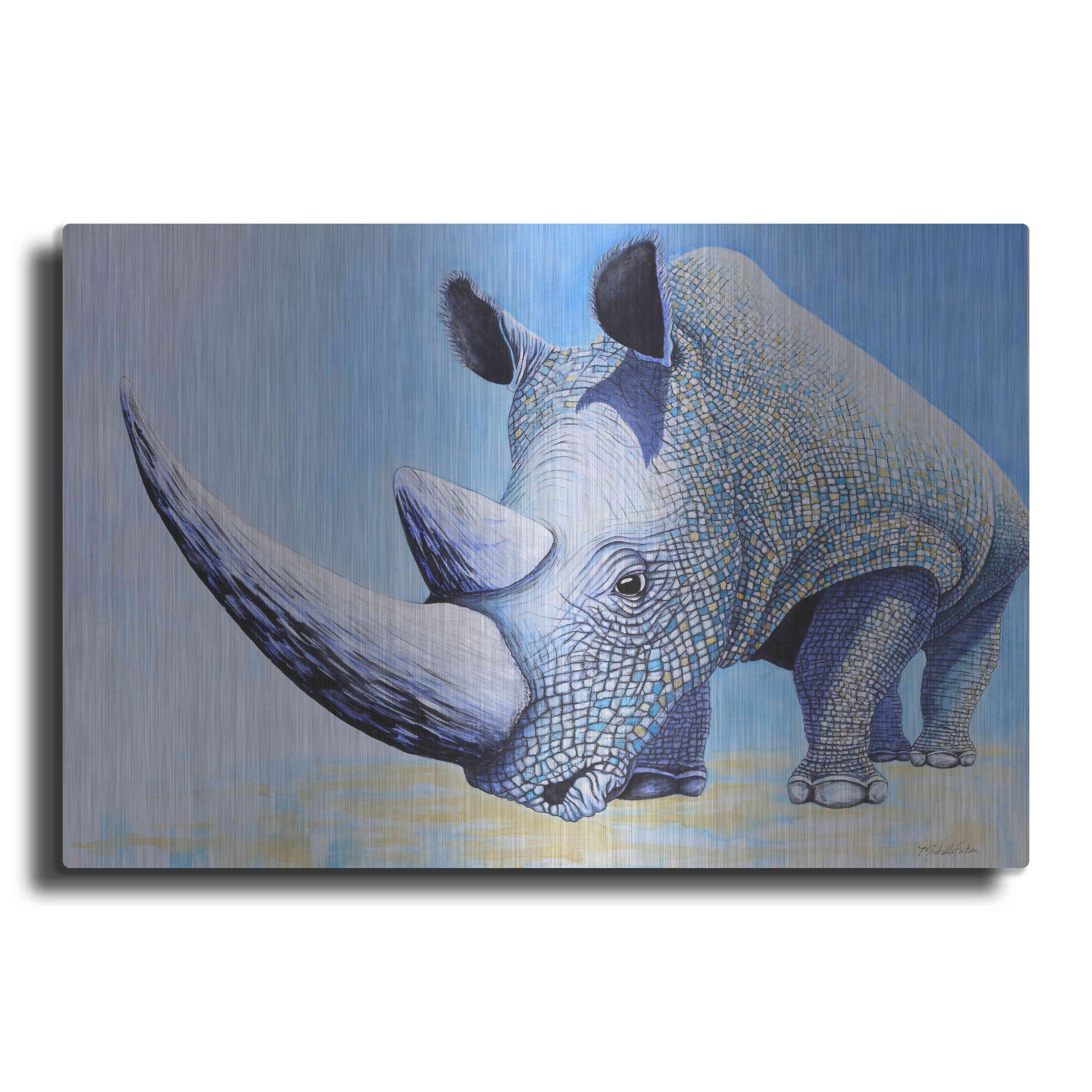 Luxe Metal Art 'Rhino' by Michelle Faber, Metal Wall Art