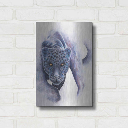 Luxe Metal Art 'Spotted Black Panther' by Michelle Faber, Metal Wall Art,12x16