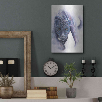 Luxe Metal Art 'Spotted Black Panther' by Michelle Faber, Metal Wall Art,12x16