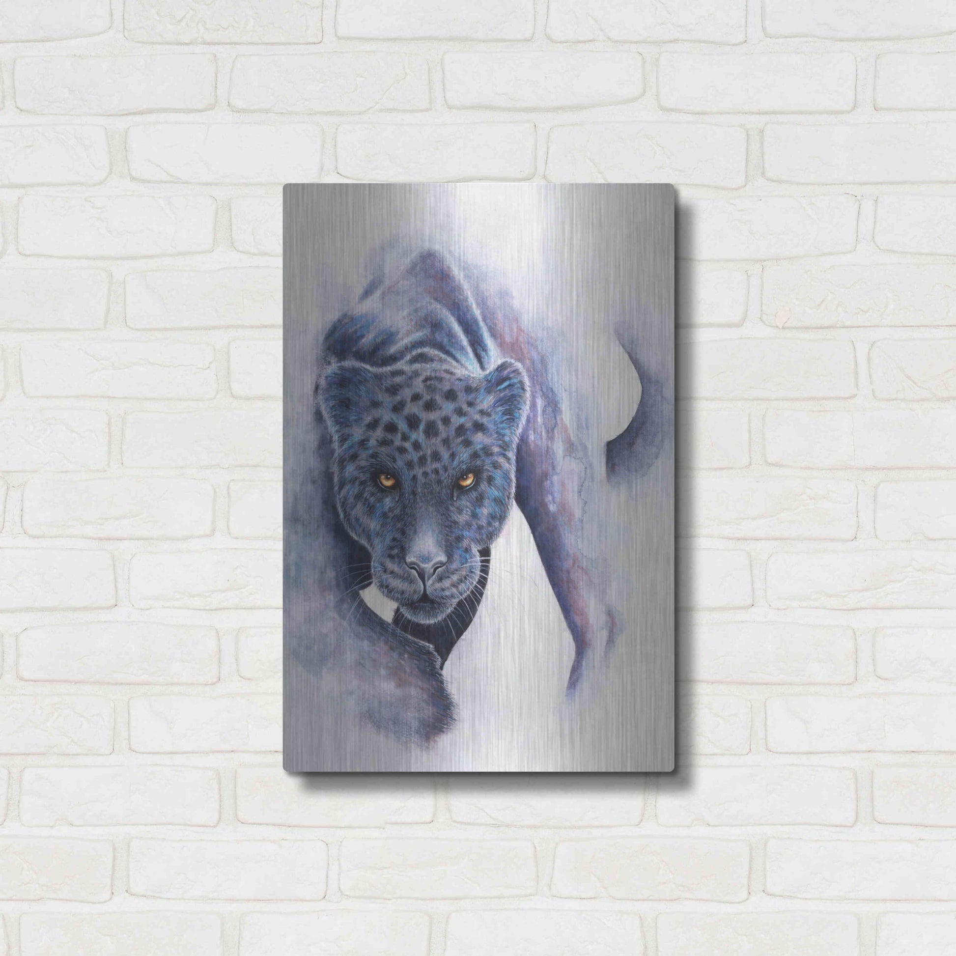 Luxe Metal Art 'Spotted Black Panther' by Michelle Faber, Metal Wall Art,16x24