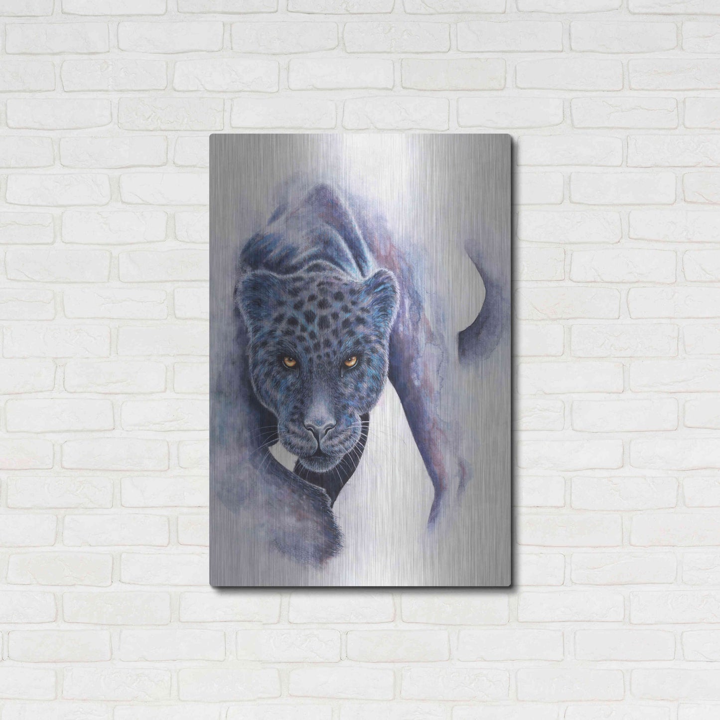 Luxe Metal Art 'Spotted Black Panther' by Michelle Faber, Metal Wall Art,24x36