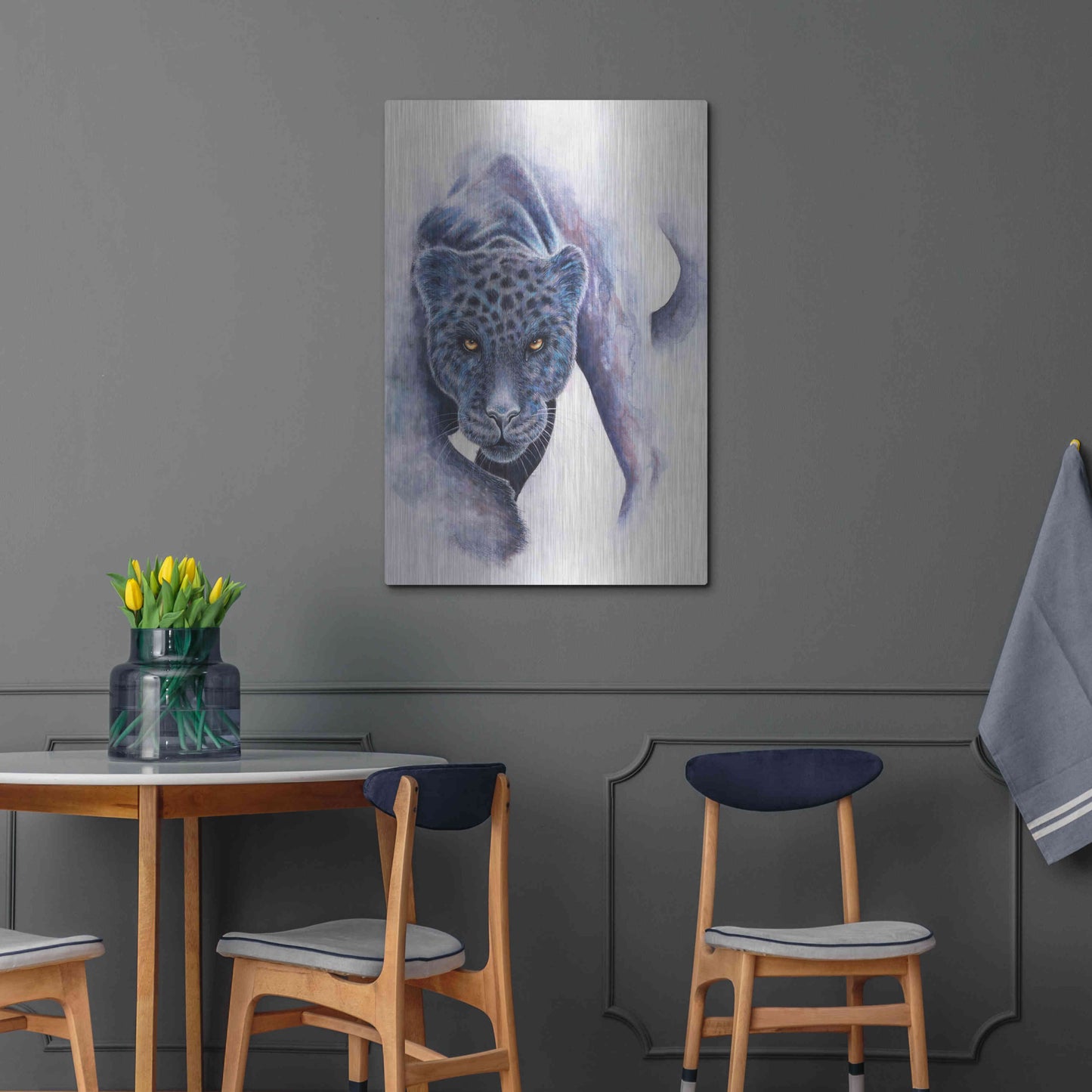 Luxe Metal Art 'Spotted Black Panther' by Michelle Faber, Metal Wall Art,24x36