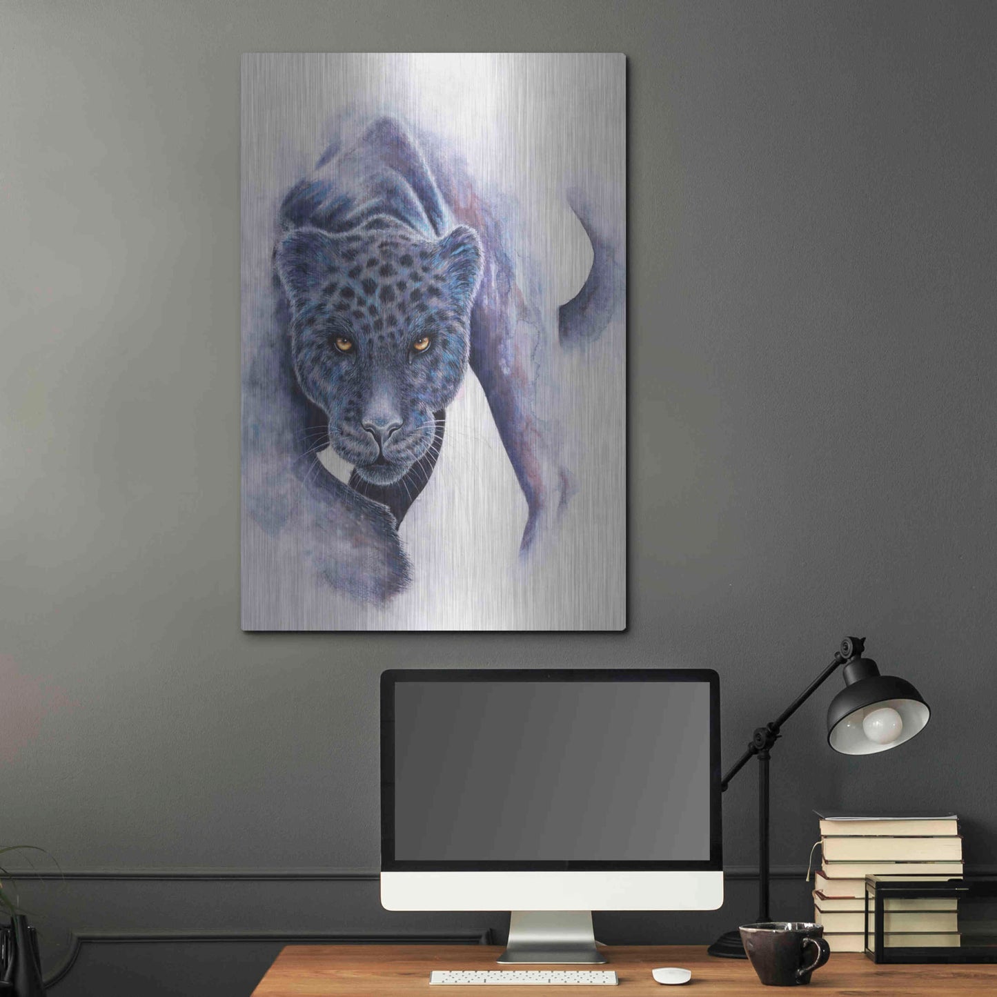 Luxe Metal Art 'Spotted Black Panther' by Michelle Faber, Metal Wall Art,24x36