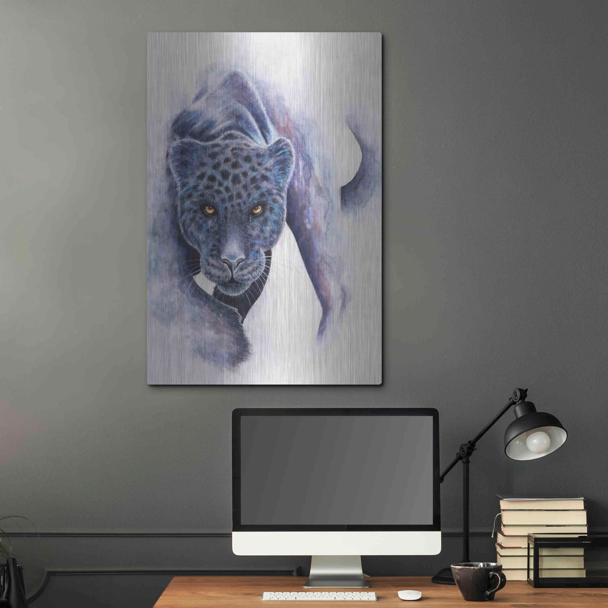 Luxe Metal Art 'Spotted Black Panther' by Michelle Faber, Metal Wall Art,24x36