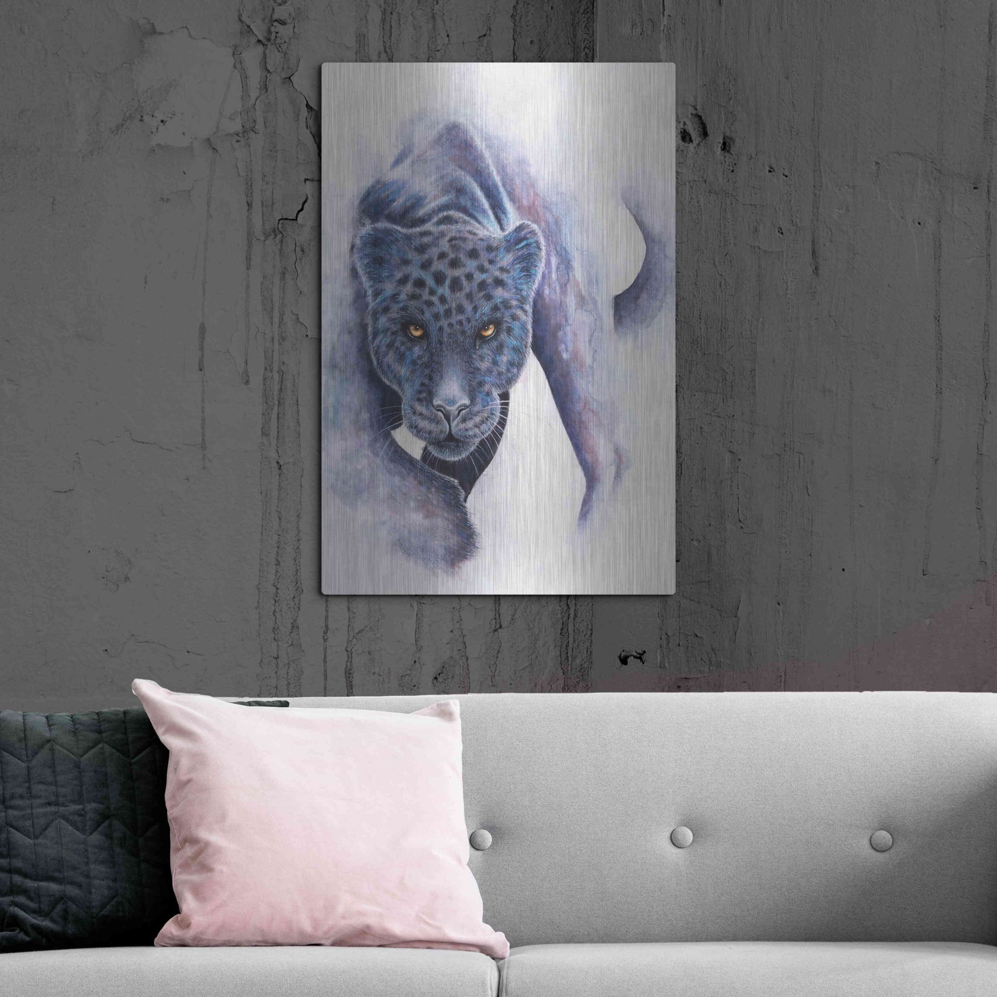 Luxe Metal Art 'Spotted Black Panther' by Michelle Faber, Metal Wall Art,24x36