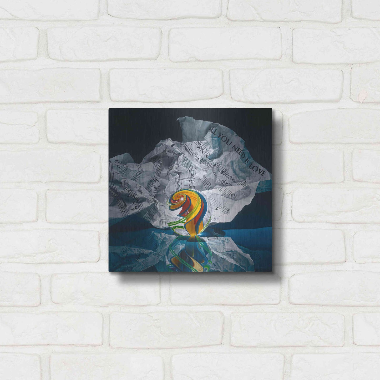 Luxe Metal Art 'All You Need Is Love' by Francois Chartier, Metal Wall Art,12x12