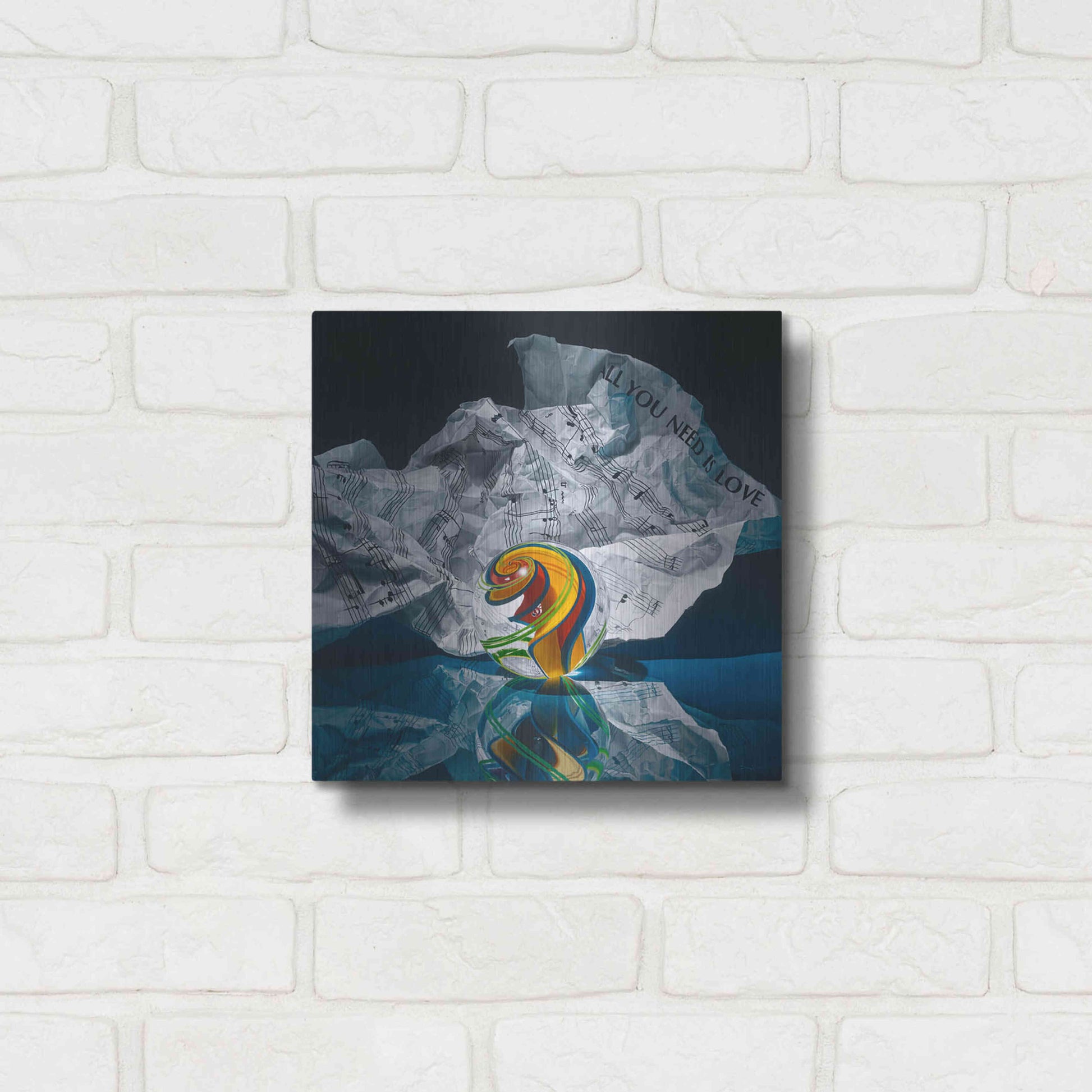 Luxe Metal Art 'All You Need Is Love' by Francois Chartier, Metal Wall Art,12x12