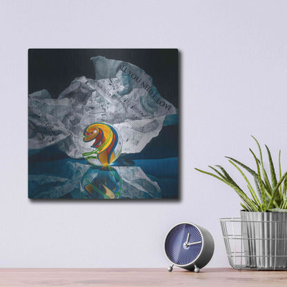Luxe Metal Art 'All You Need Is Love' by Francois Chartier, Metal Wall Art,12x12