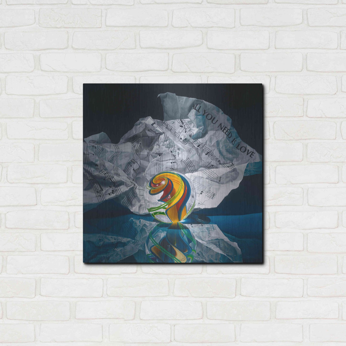 Luxe Metal Art 'All You Need Is Love' by Francois Chartier, Metal Wall Art,24x24