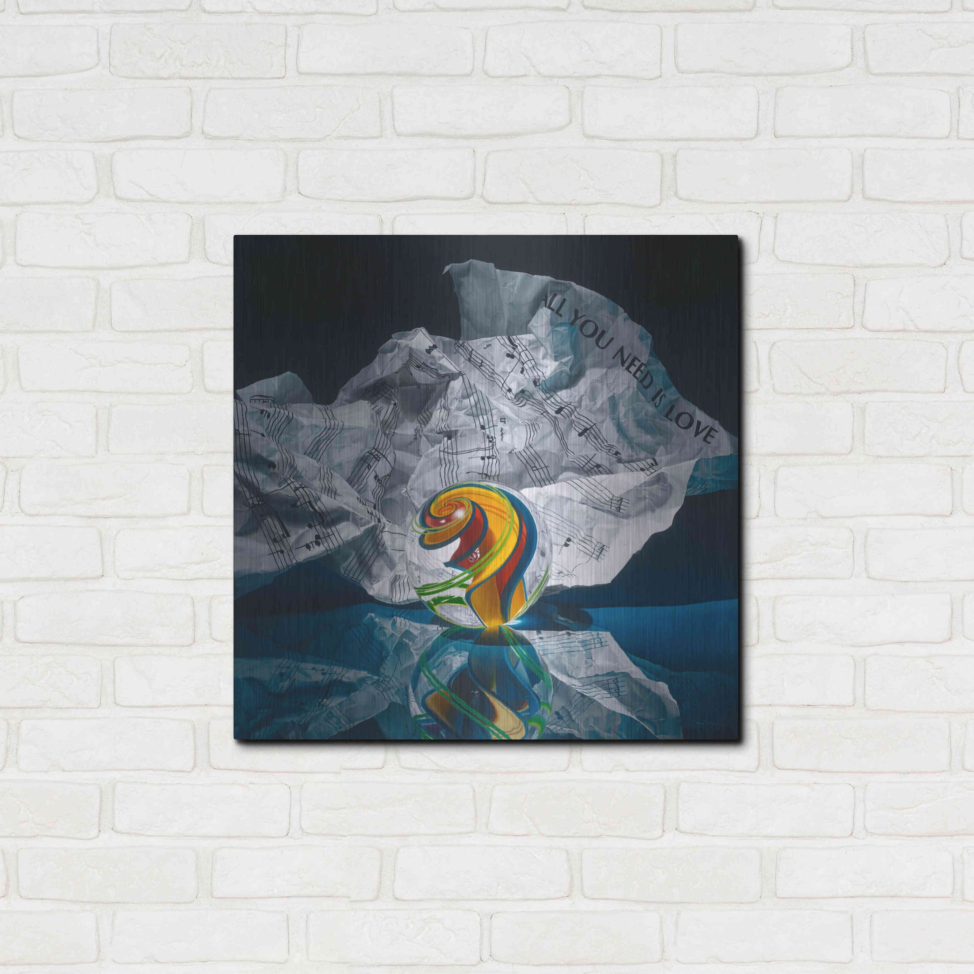 Luxe Metal Art 'All You Need Is Love' by Francois Chartier, Metal Wall Art,24x24