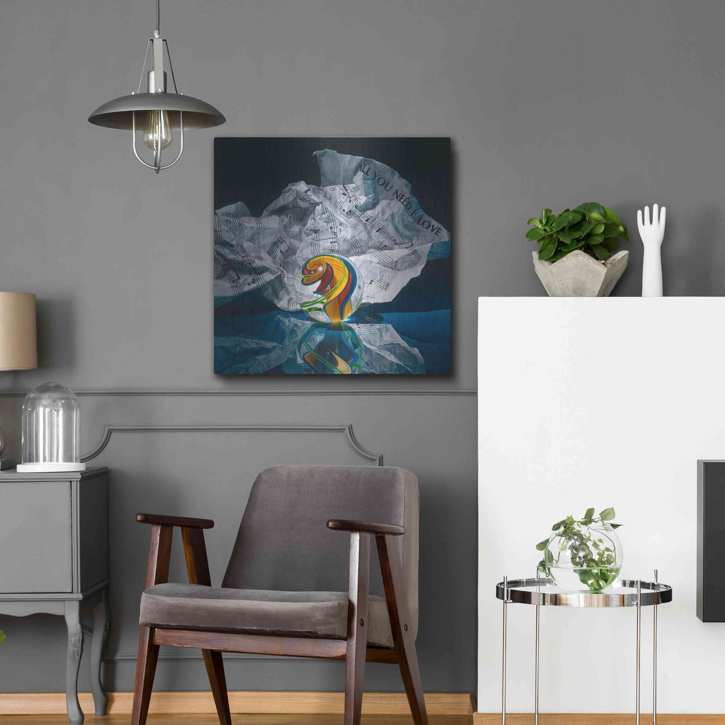 Luxe Metal Art 'All You Need Is Love' by Francois Chartier, Metal Wall Art,24x24
