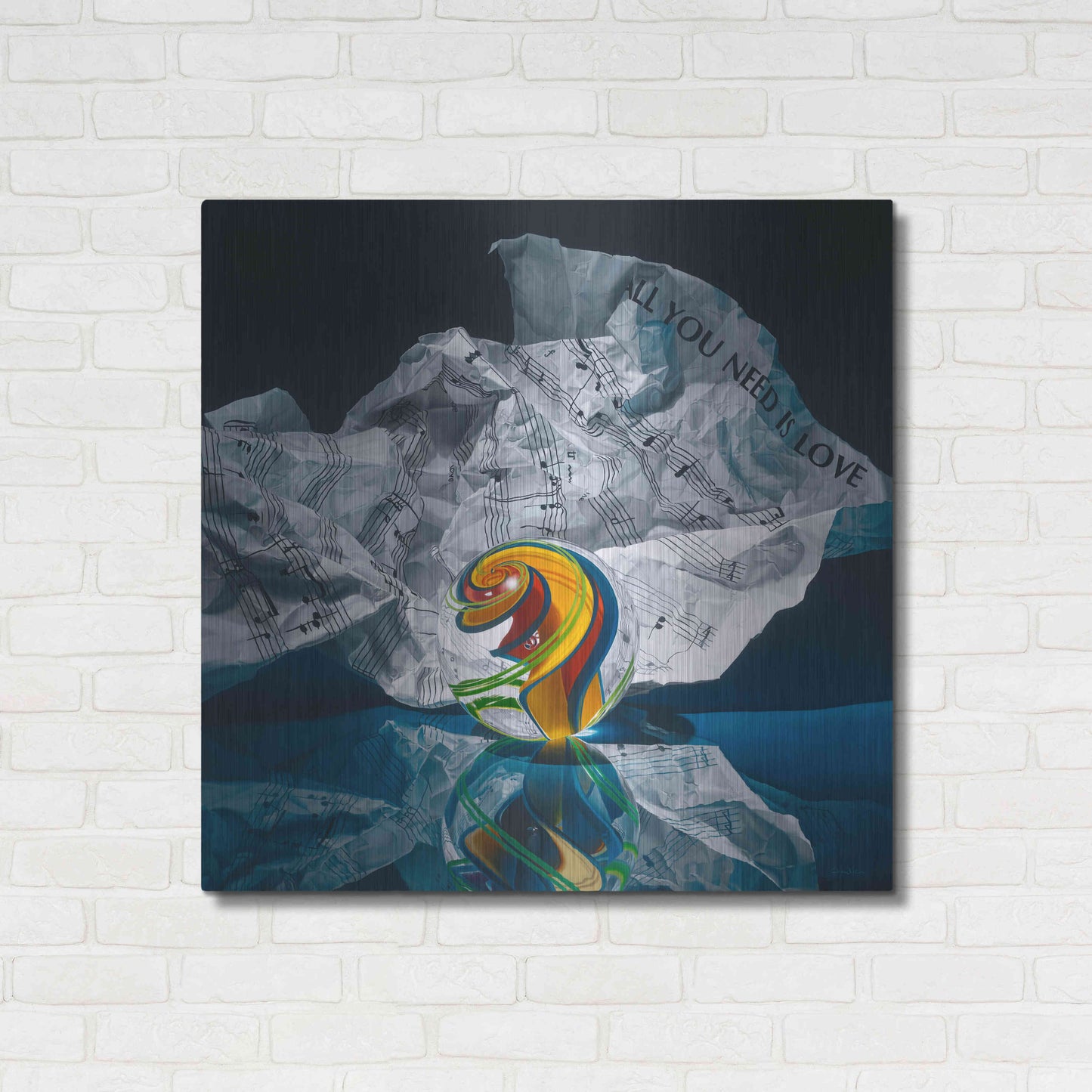 Luxe Metal Art 'All You Need Is Love' by Francois Chartier, Metal Wall Art,36x36