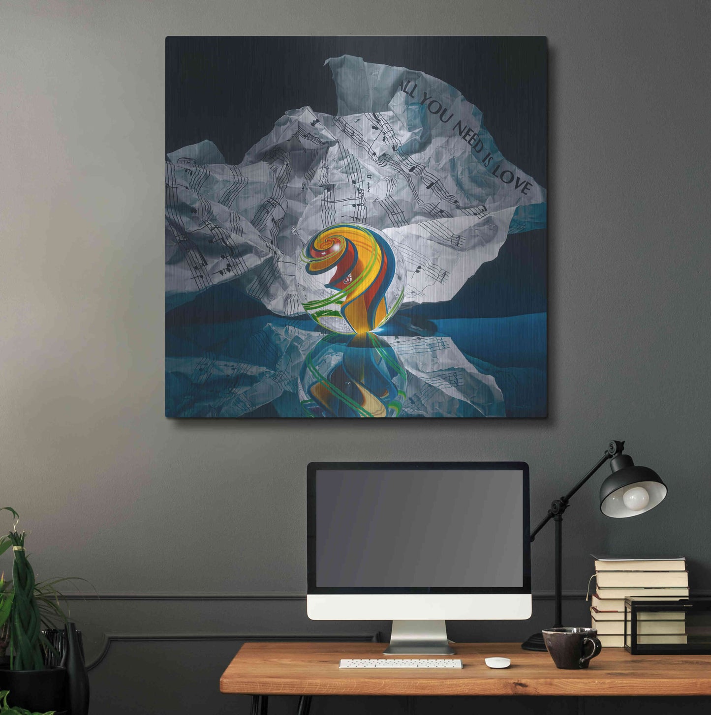 Luxe Metal Art 'All You Need Is Love' by Francois Chartier, Metal Wall Art,36x36