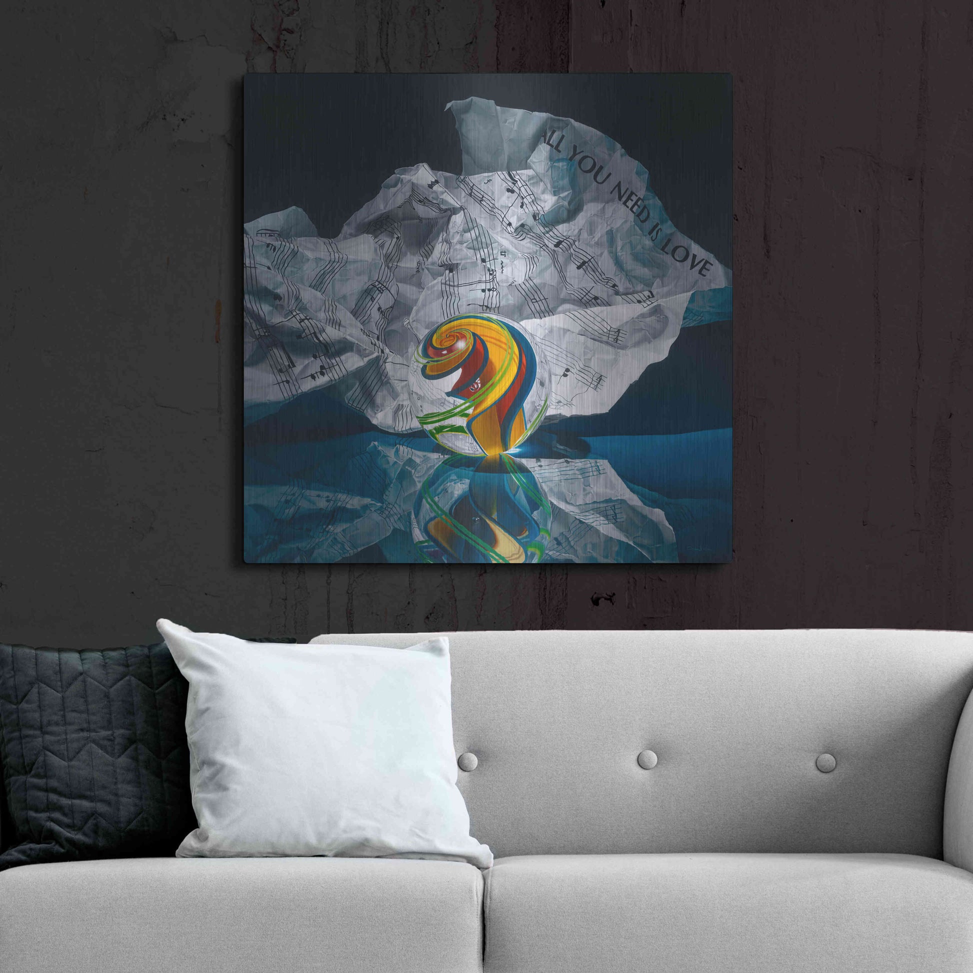 Luxe Metal Art 'All You Need Is Love' by Francois Chartier, Metal Wall Art,36x36