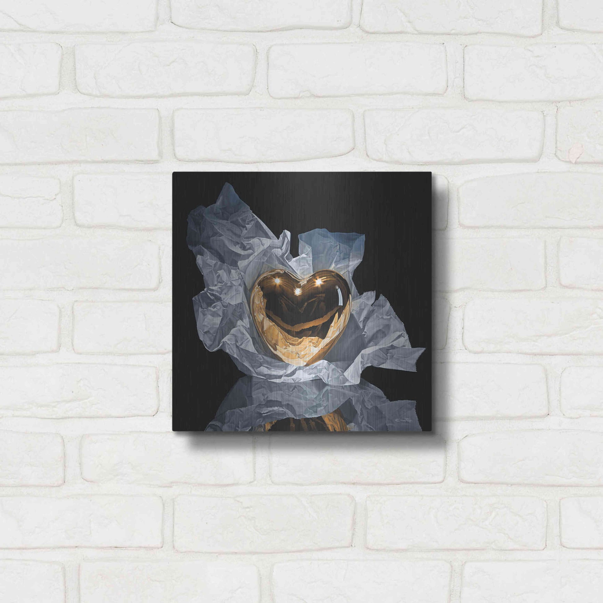 Luxe Metal Art 'Heart Of Gold' by Francois Chartier, Metal Wall Art,12x12