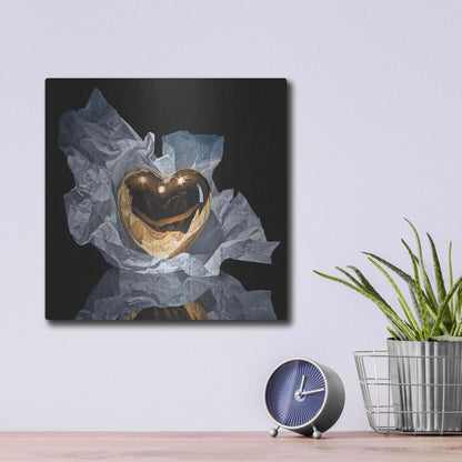 Luxe Metal Art 'Heart Of Gold' by Francois Chartier, Metal Wall Art,12x12