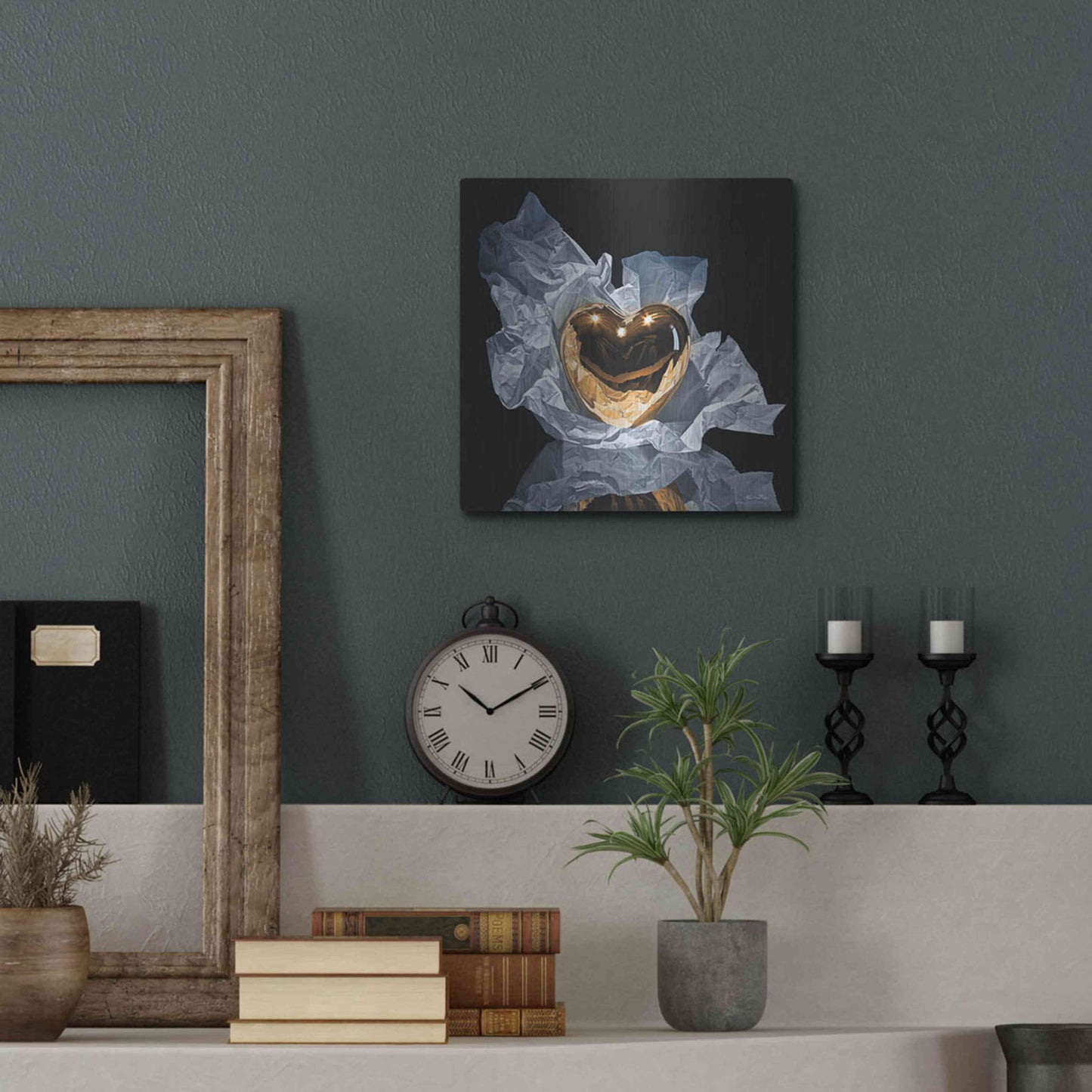 Luxe Metal Art 'Heart Of Gold' by Francois Chartier, Metal Wall Art,12x12