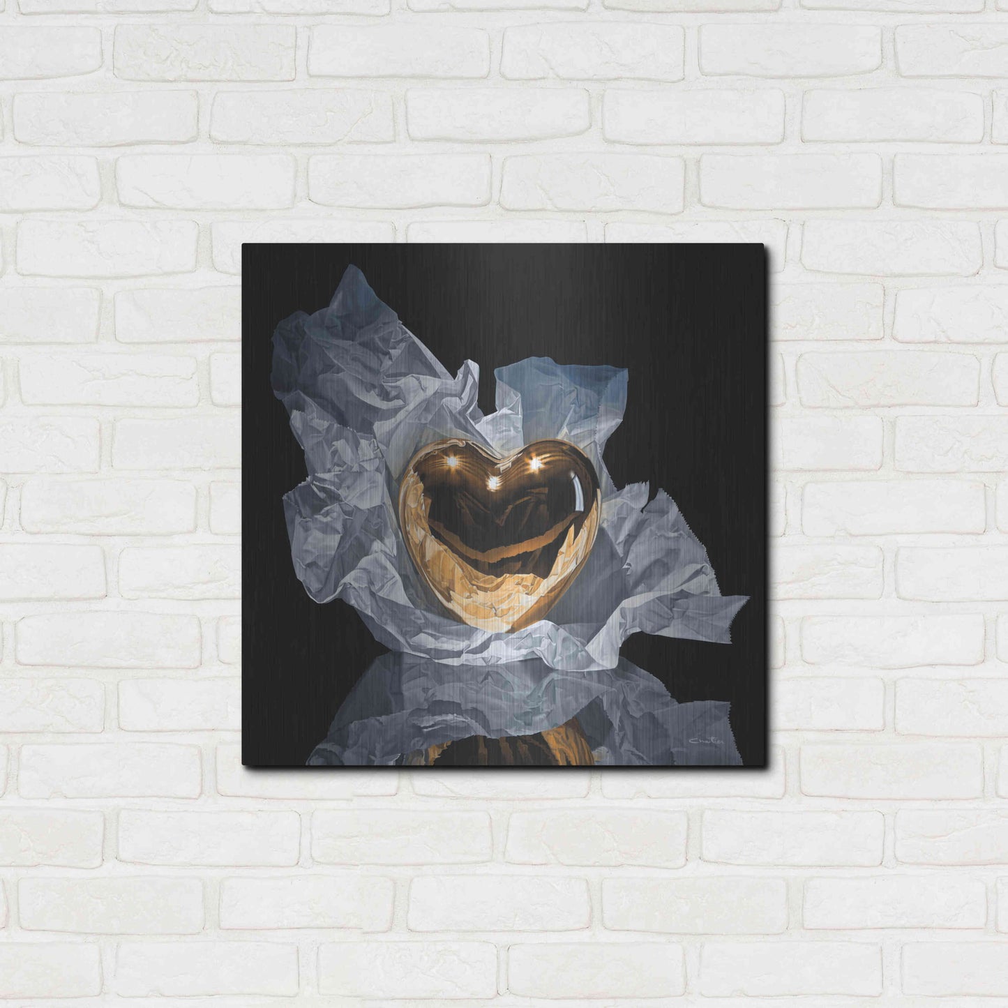 Luxe Metal Art 'Heart Of Gold' by Francois Chartier, Metal Wall Art,24x24